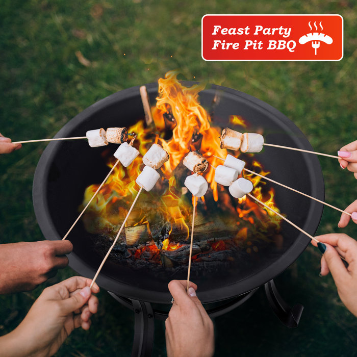 KingSo 20'' H x 22" W Steel Wood Burning Outdoor Fire Pit with Lid